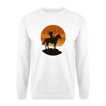 Sonnenuntergang Reiter Silhouette - Unisex Pullover - Weiß - Vorne
