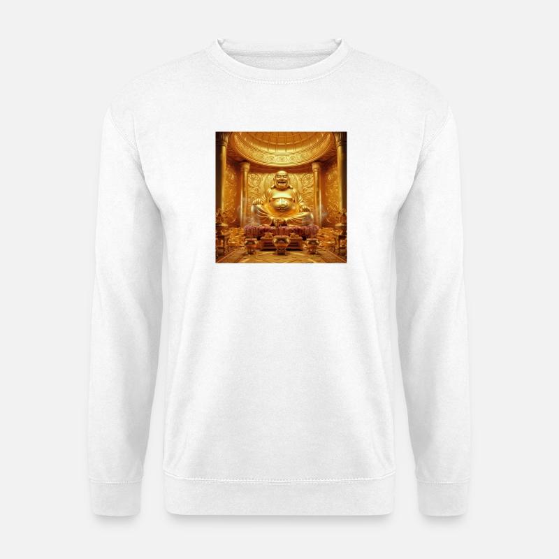 Goldener Bitcoin Buddha Tempel - Unisex Pullover - Weiß