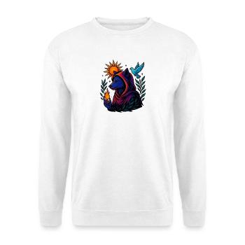 Flame of the Spirit – Cosmic Wolf Art - Unisex Sweatshirt - white - Front