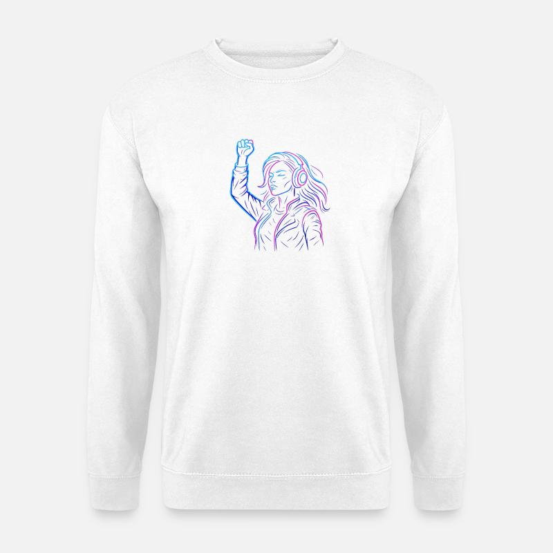 Neon Rebellion – Cyberpunk Energiedesign - Unisex Pullover - Weiß
