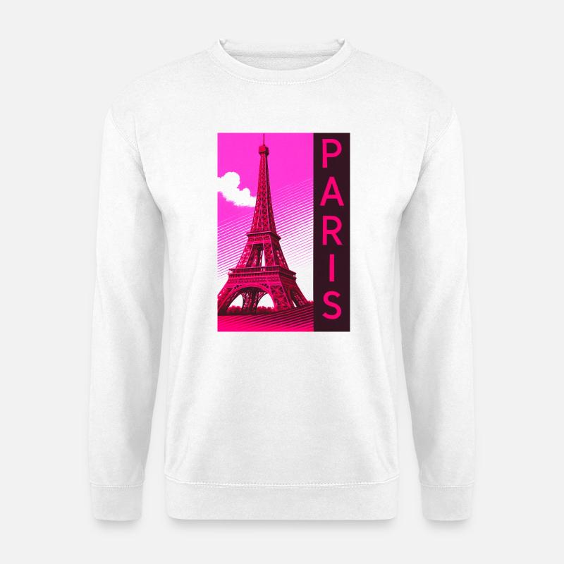 Paris Pink Eiffel Turm Retro - Unisex Pullover - Weiß