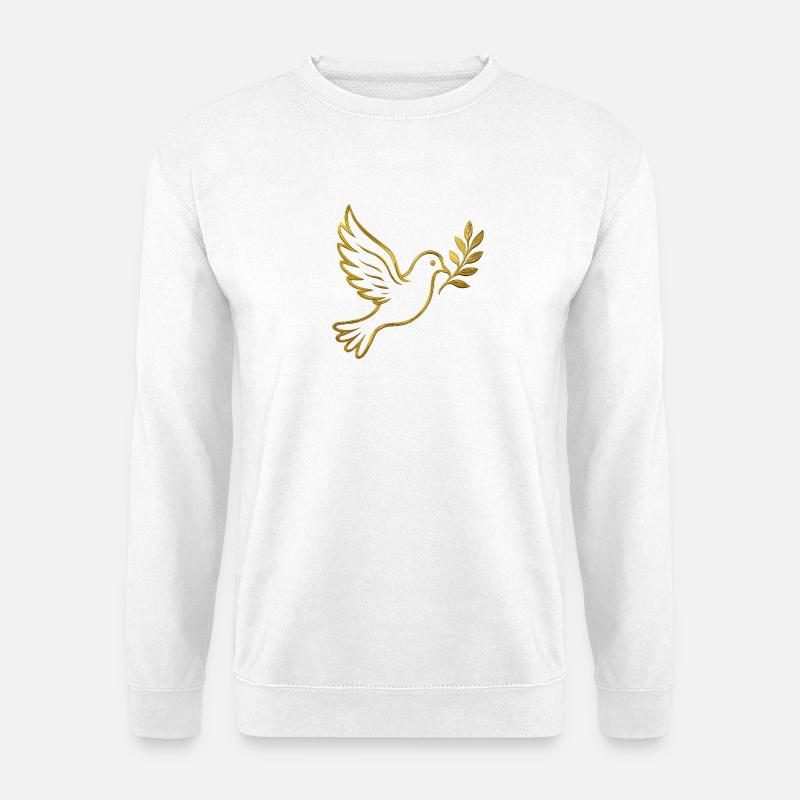 NEU -- Goldene Taube mit Olivenzweig. - Unisex Pullover - Weiß