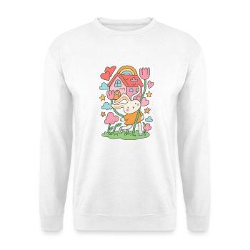Maison de poupée lapin pastel en fleurs - Sweat-shirt Unisexe - blanc - Devant