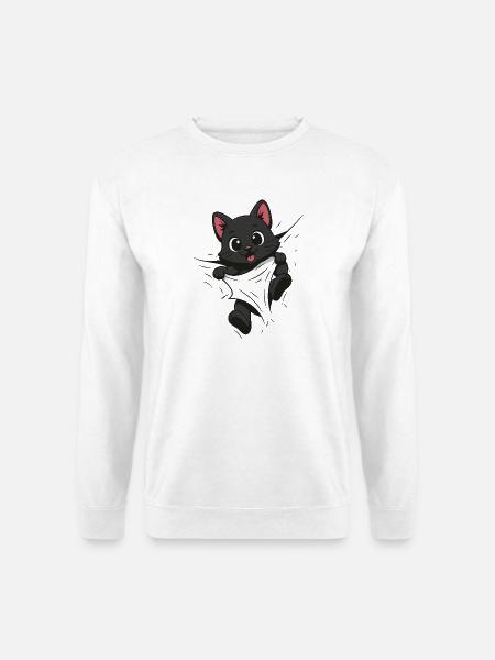 Süße Comic Katze & Kätzchen – Für Kinder & Tierfan - Unisex Pullover - Weiß