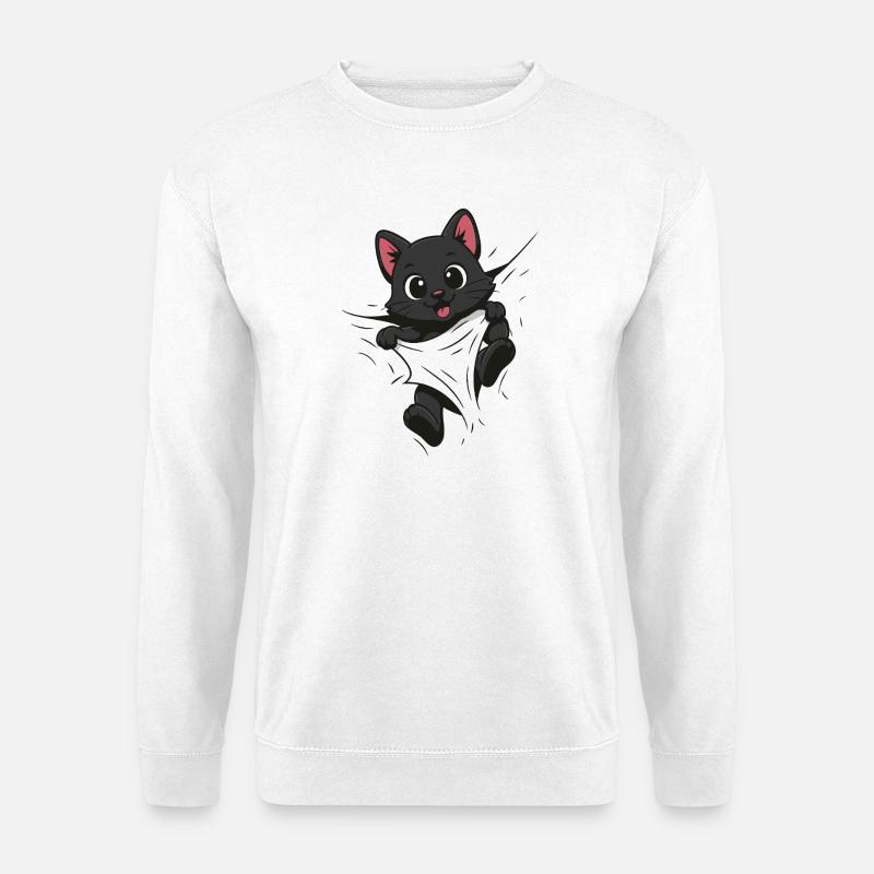 Süße Comic Katze & Kätzchen – Für Kinder & Tierfan - Unisex Pullover - Weiß