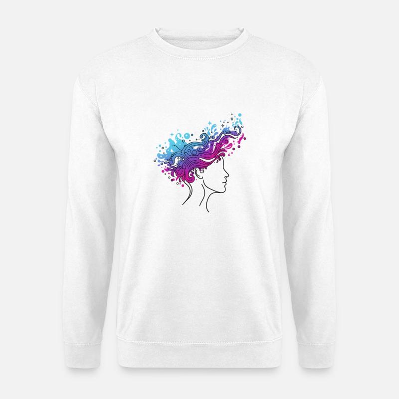 Cosmic Flow – Abstrakte Kopfkunst - Unisex Pullover - Weiß