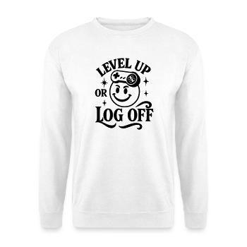 Level Up retro Shirt Gamer Pixel Zocker Smiley - Unisex Sweatshirt - white - Front
