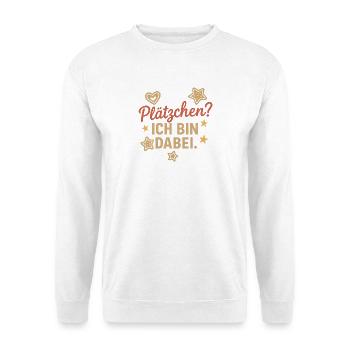 Plätzchen? Ich bin dabei. - Unisex Pullover - Weiß - Vorne - Alina (178cm) & Michal (187cm)