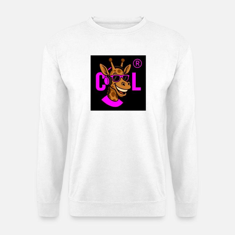 Neon Giraffe DJ mit pinken Accessoires - Unisex Pullover - Weiß