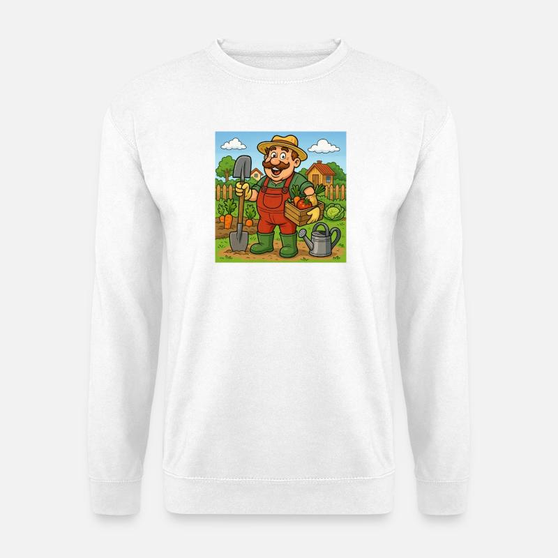 Bauer mit Erntekorb - Unisex Pullover - Weiß