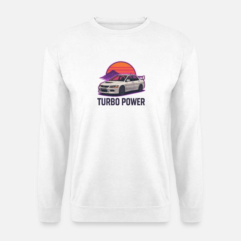 Turbo Power Auto Sunset Sticker - Unisex Pullover - Weiß