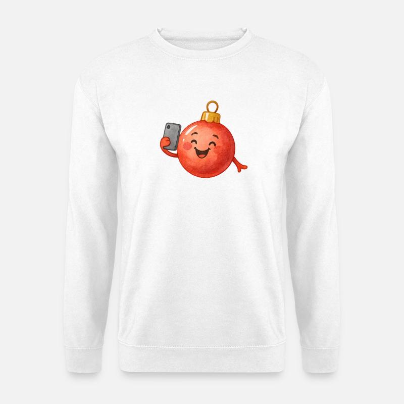 Fröhliche Weihnachtskugel Selfie - Unisex Pullover - Weiß