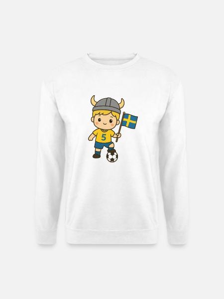 Cute_Swedish_Viking_Football_Kid_Kawaii_Cartoon - Unisex Pullover - Weiß