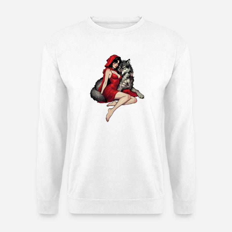 Rotkäppchen mit dem bösen Wolf - Unisex Pullover - Weiß