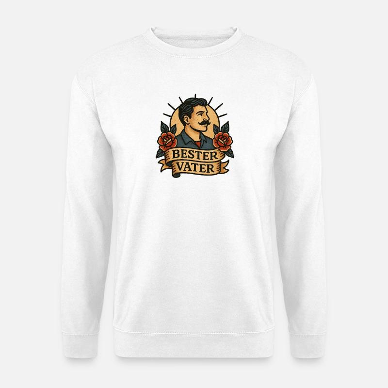 Bester Vater Retro Tattoo - Unisex Pullover - Weiß