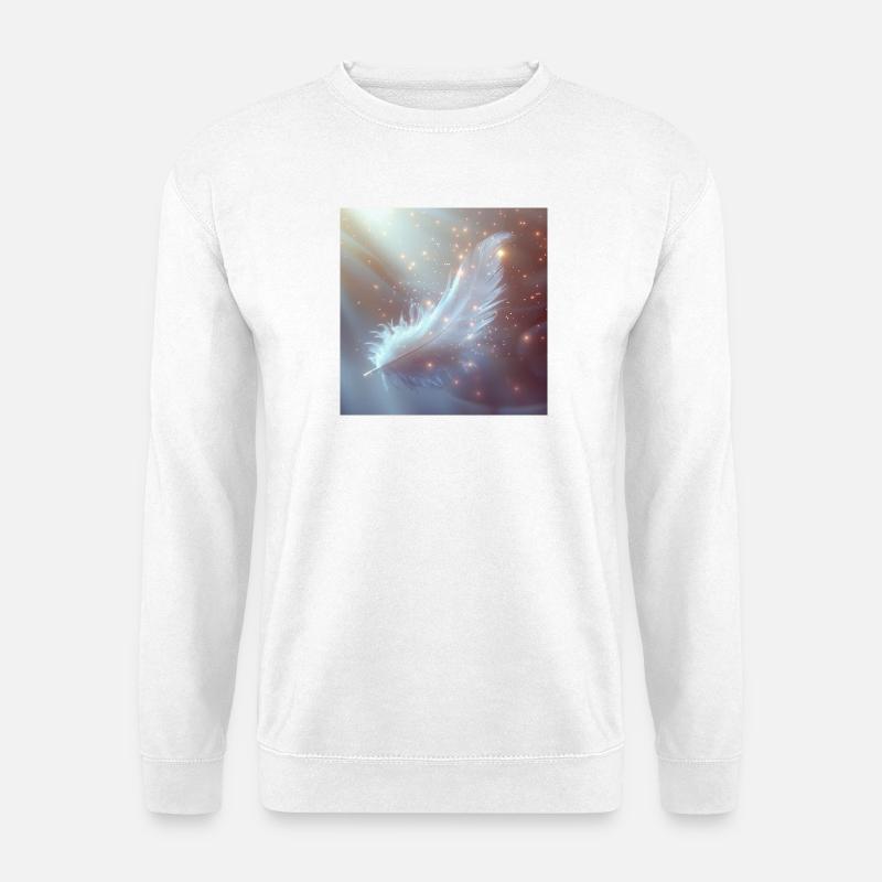 Ätherische Feder leuchtend – Symbol des Lichts - Unisex Pullover - Weiß
