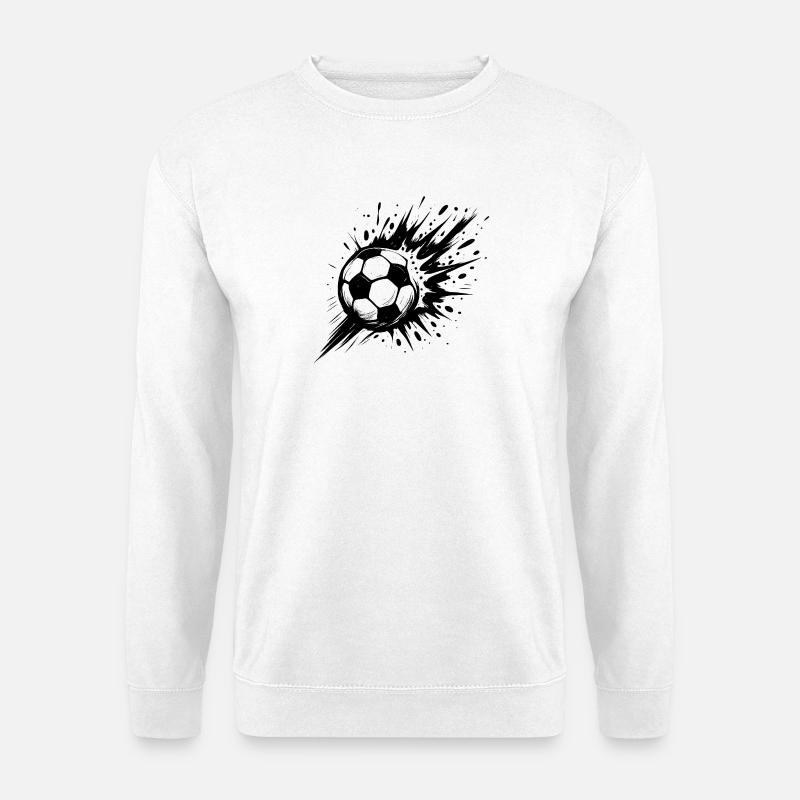 Explodierender Fußball in Schwarzweiß - Unisex Pullover - Weiß