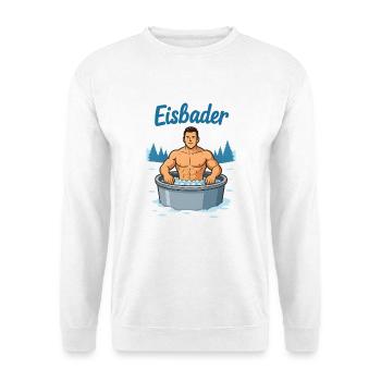 Eisbader Muskelmann im Eisbad - Unisex Pullover - Weiß - Vorne