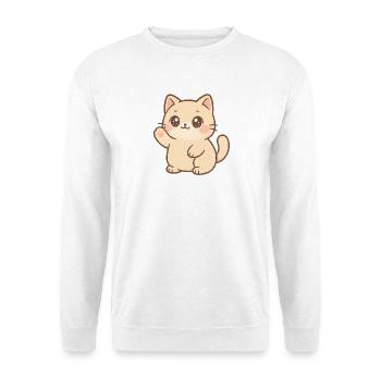 Kawaii Kitten Waving Design - Unisex Sweatshirt - white - Front