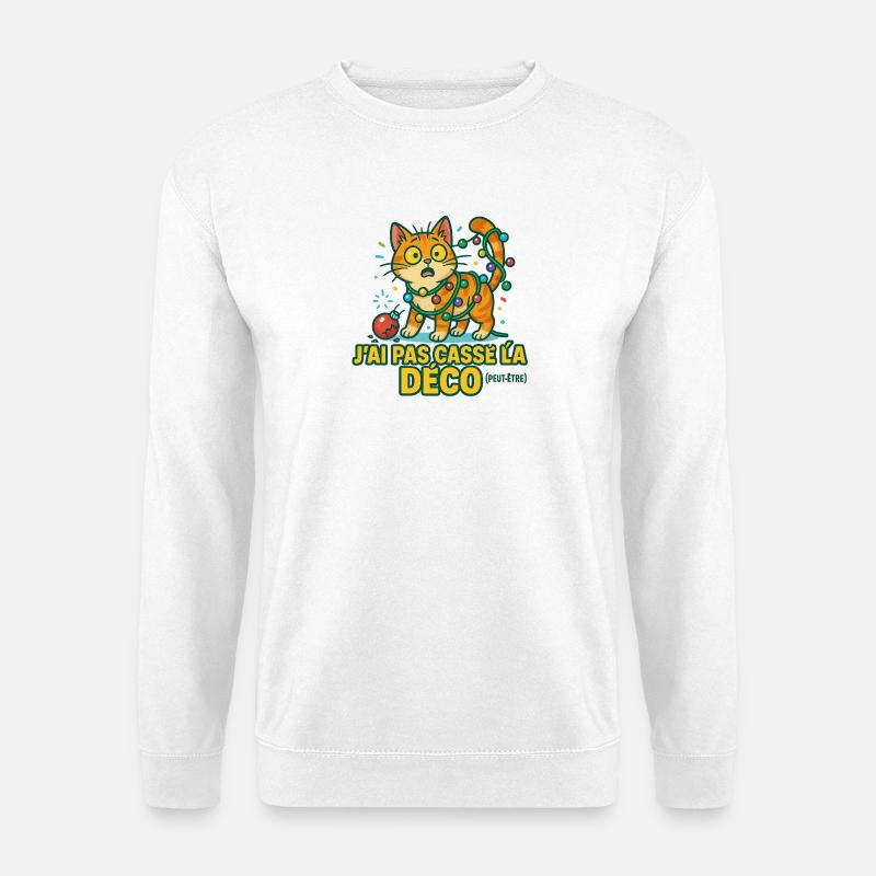 Katzen-Weihnachtsdekoration unkonventionell - Unisex Pullover - Weiß