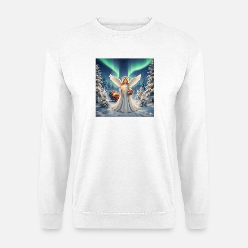 Engel im Nordlicht Winterwald - Unisex Pullover - Weiß