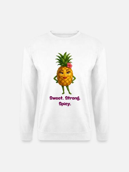 Ananas Held: Süß Stark Würzig - Unisex Pullover - Weiß