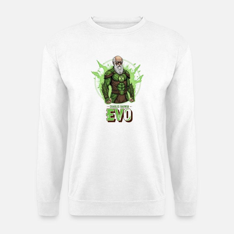 Evo Darwin Grüner Held - Unisex Pullover - Weiß