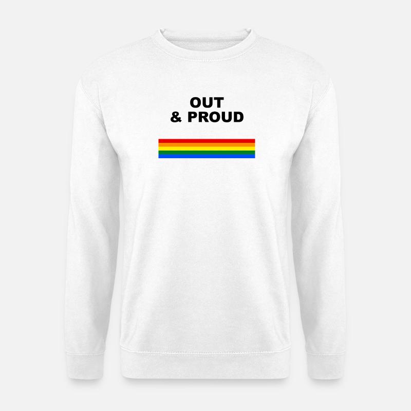 Out & Proud Regenbogen Flaggen Design - Unisex Pullover - Weiß