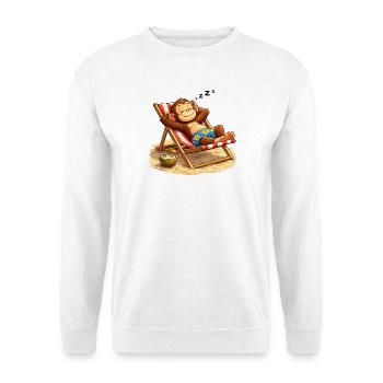 Tropischer Schlummeraffe am Strand - Unisex Pullover - Weiß - Vorne