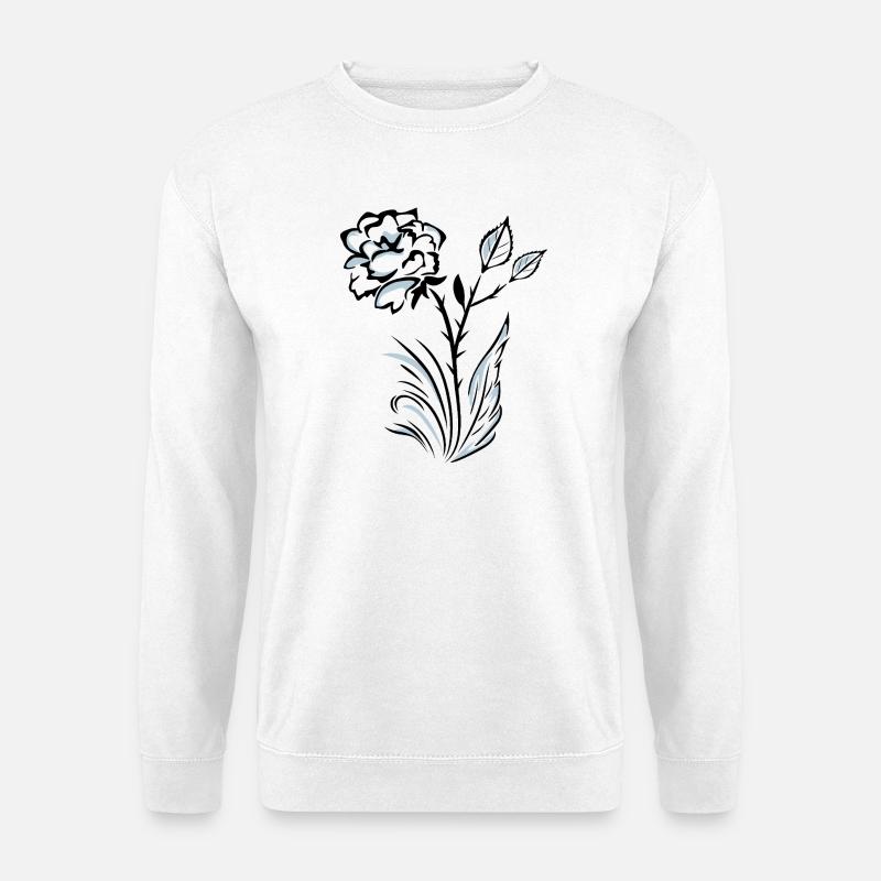 Stylized outlined rose - Unisex Sweatshirt - white