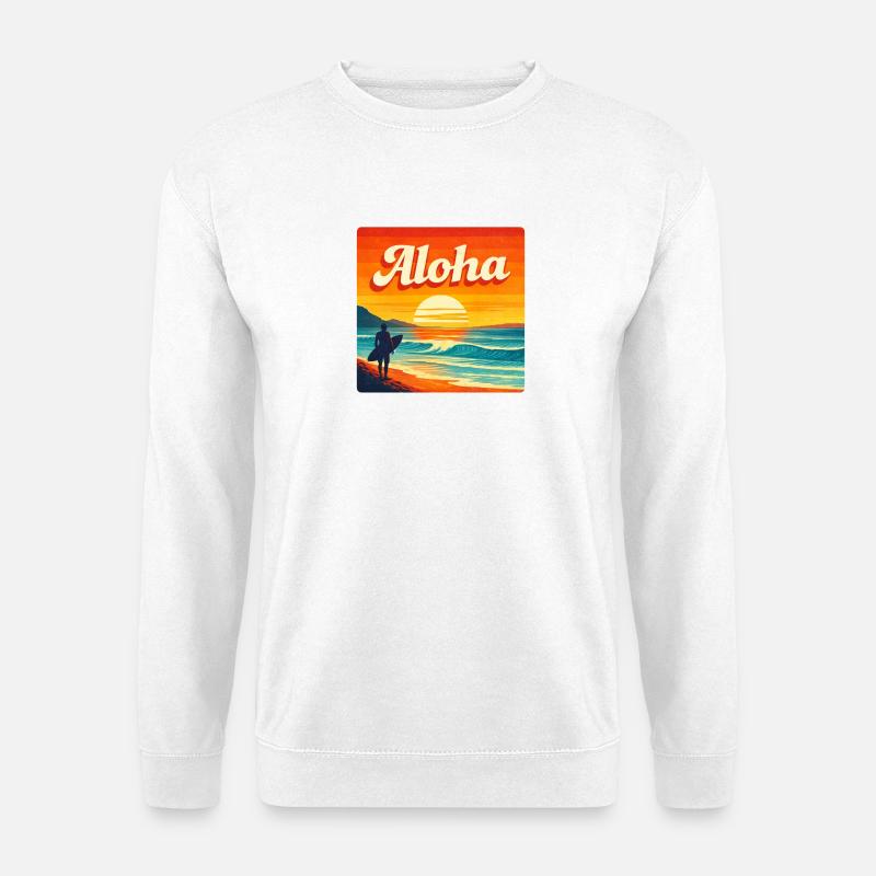 Aloha Sonnenuntergang Surf - Unisex Pullover - Weiß