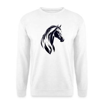 Black White Horse Head Drawing Sketch - Unisex Sweatshirt - white - Front