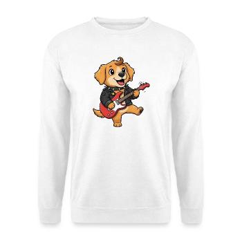 Rocking dog with electric guitar - Unisex Sweatshirt - white - Front