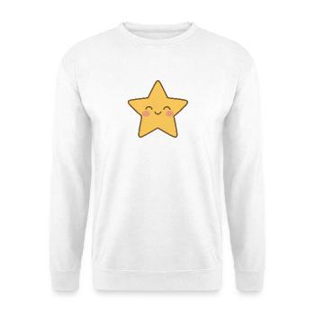 Kawaii Gelber Stern Lächeln - Unisex Pullover - Weiß - Vorne