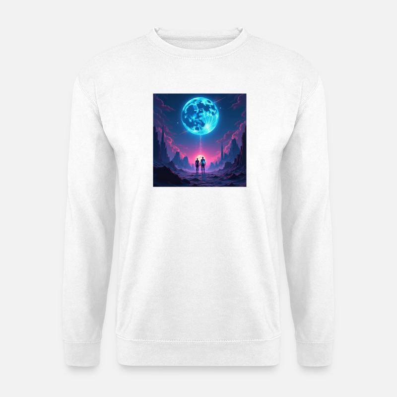 Mondpfad der Zweisamkeit - Unisex Pullover - Weiß