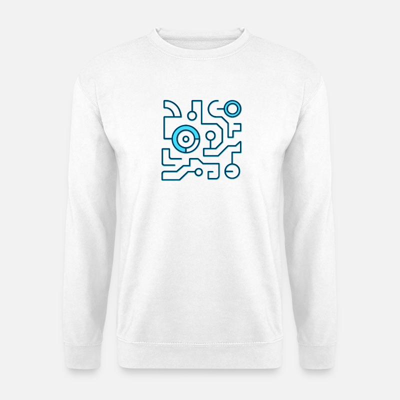 Neon Circuit Blau Linien - Unisex Pullover - Weiß