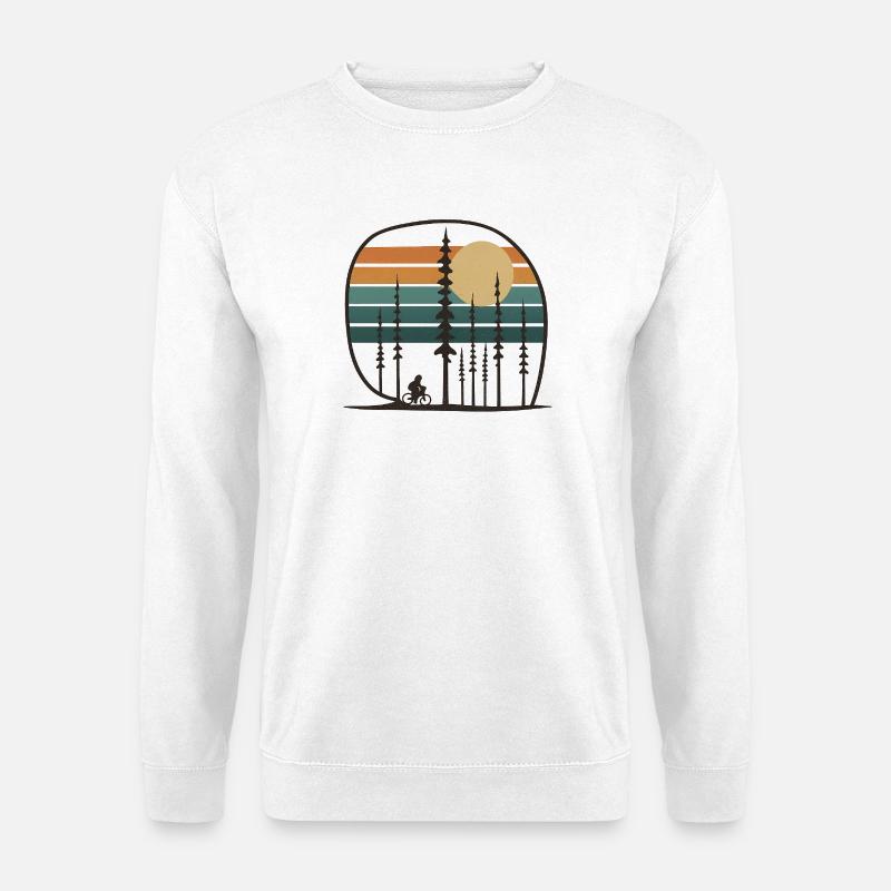 Waldradeln im Retro Sunset geschenkidee freunde  - Unisex Pullover - Weiß