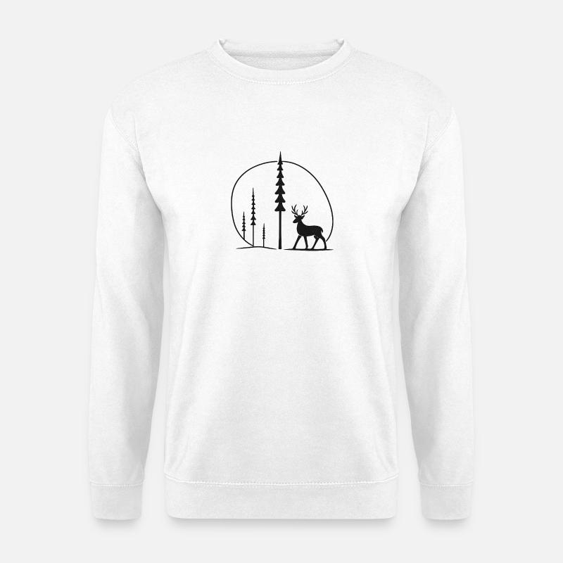 Hirschsilhouette im Waldkreis geschenkidee - Unisex Pullover - Weiß