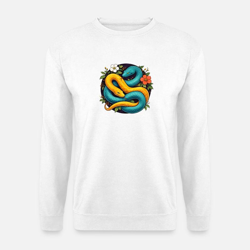 Two Python Snakes in Flower Ring - Unisex Sweatshirt - white