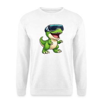 Tino Dinosaurier T-Rex VR Gamer Computer Nerd - Unisex Pullover - Weiß - Vorne