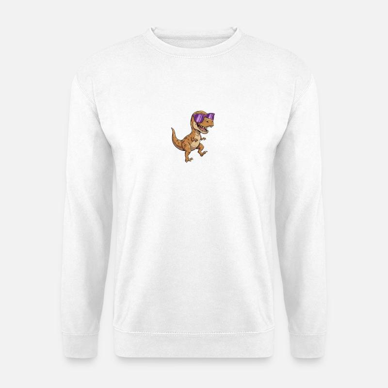 Dino mit lila Sonnenbrille - Unisex Pullover - Weiß