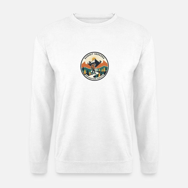 Bergsteiger Patch: Abenteuer wartet - Unisex Pullover - Weiß
