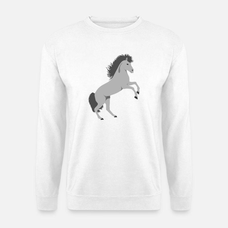 Steigender Schimmel Pferd - Unisex Pullover - Weiß