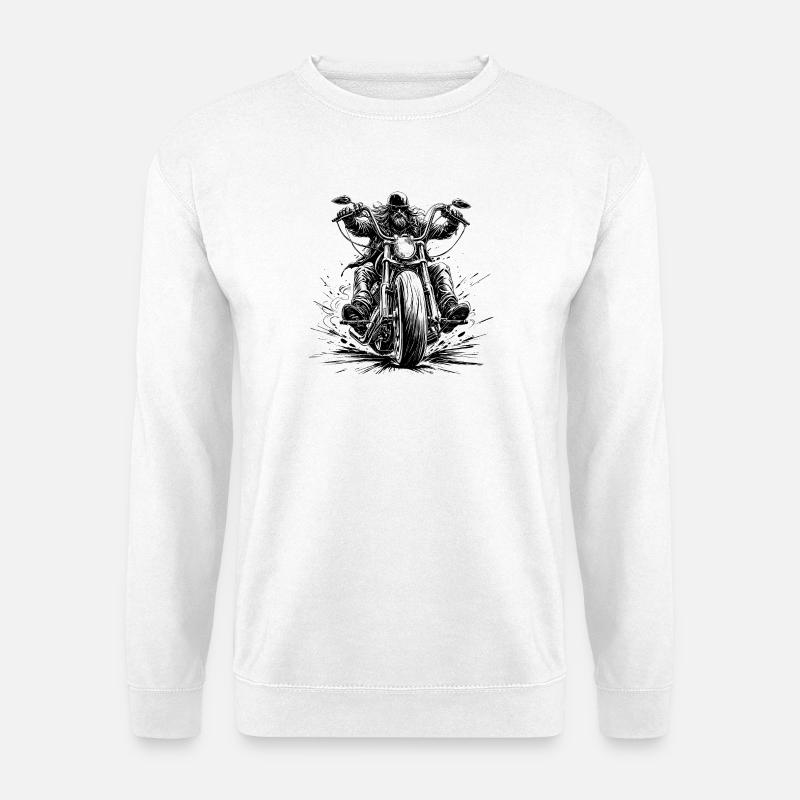 Chopperfahrer frontal im Comic-Stil - Unisex Pullover - Weiß