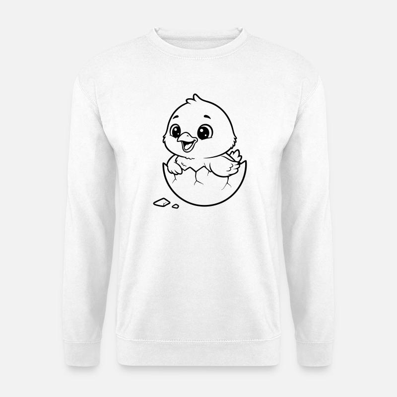 Cute Chick Hatching from Egg - Unisex Sweatshirt - white