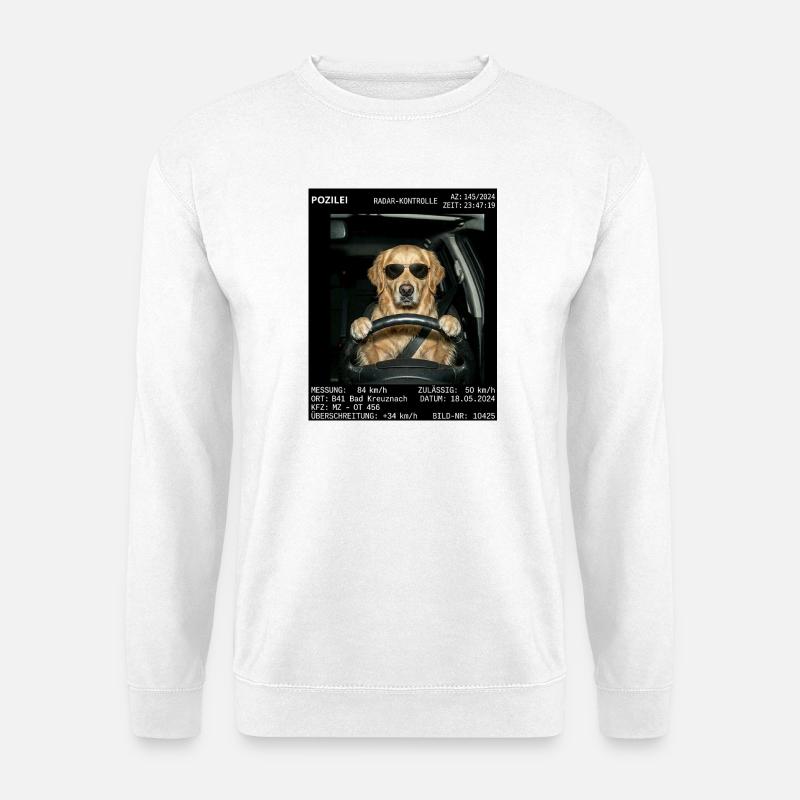 Hund Radar Kontrolle Blitzer - Unisex Pullover - Weiß