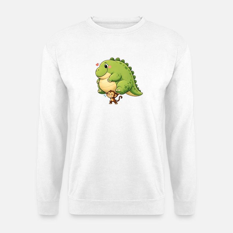 Affe trägt Dinosaurier  - Unisex Pullover - Weiß