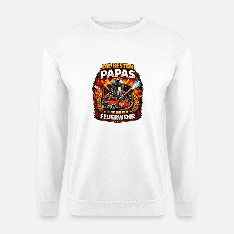 Die besten Papas sind bei der Feuerwehr - Unisex Pullover - Weiß