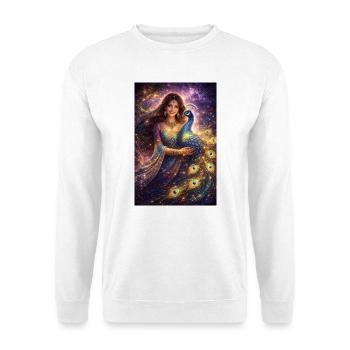 Mystische Indische Frau mit Pfau - Unisex Pullover - Weiß - Vorne