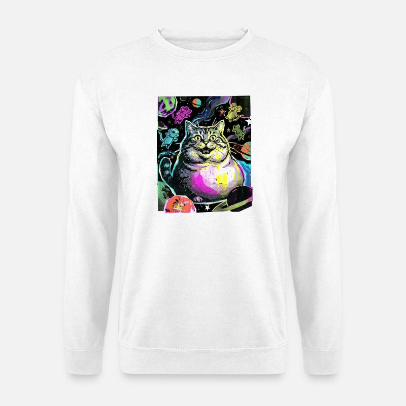 Dicke Weltraum Katze - Unisex Pullover - Weiß
